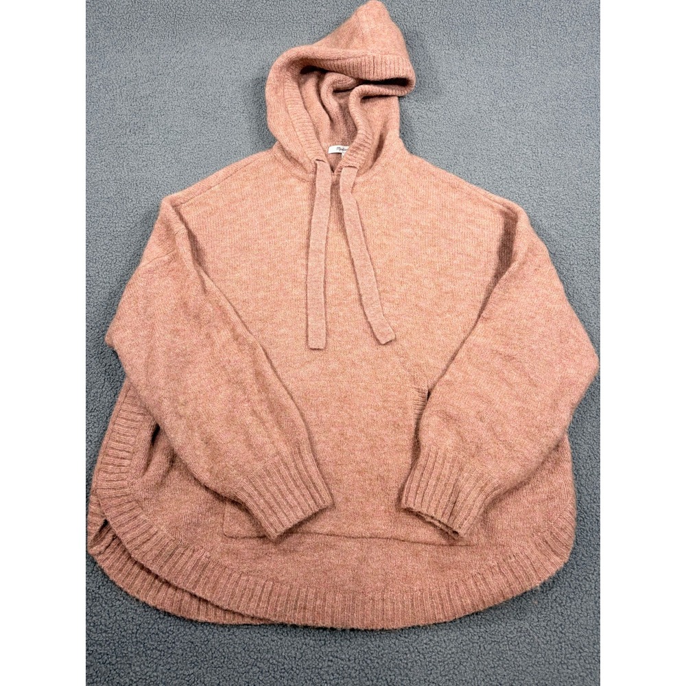 Madewell Sweater Hoodie Womens L Pink Marl Pullover Knit Wool Alpaca Blend 8307